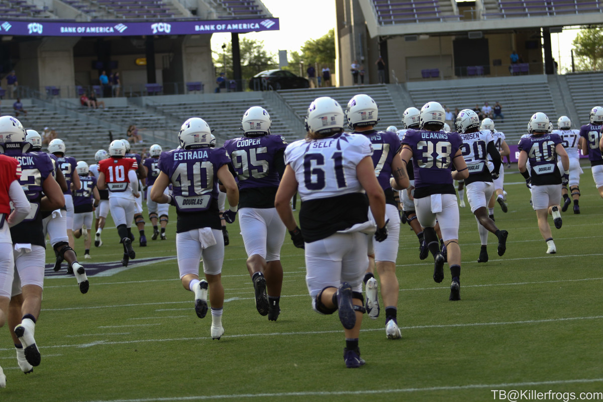 TCU Spring Football Game Player Running Onto Field